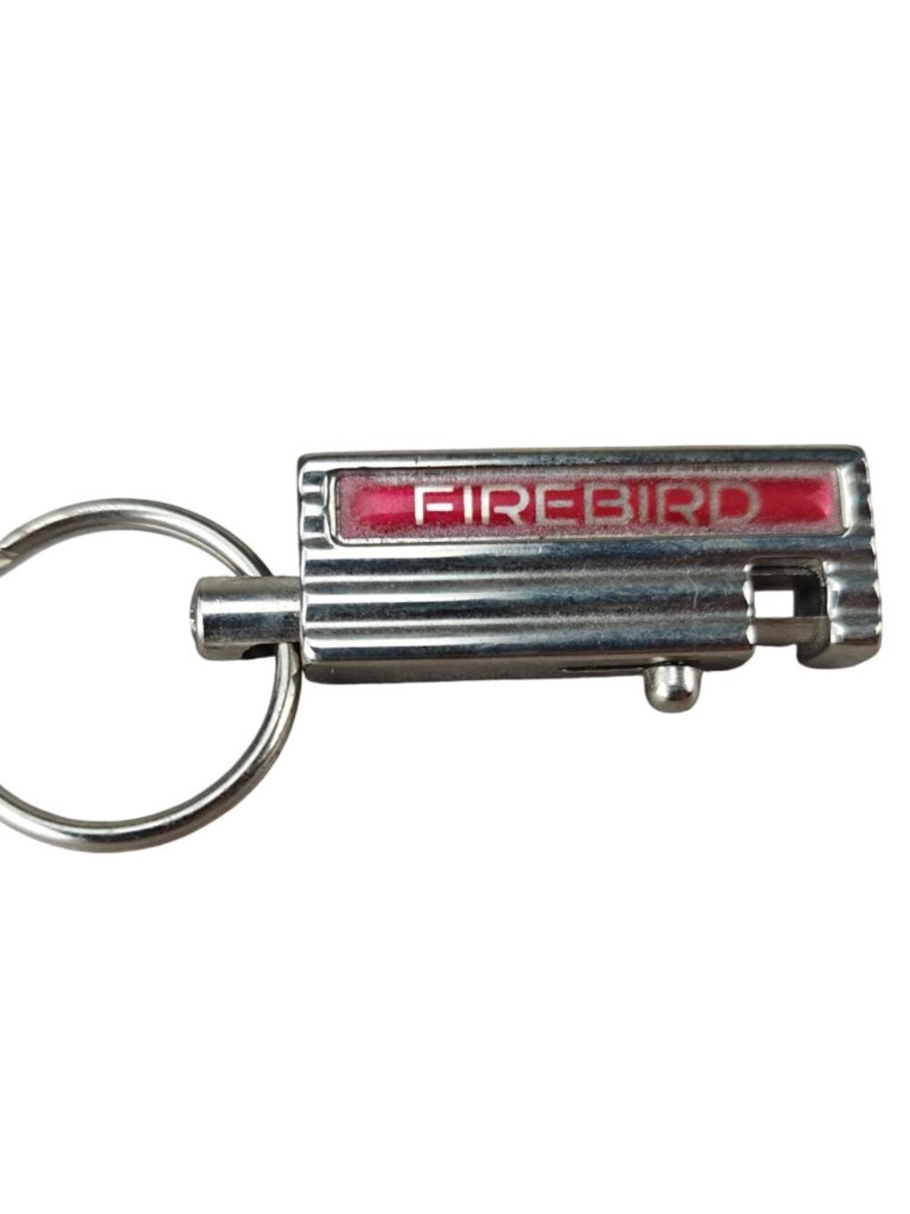 Vintage Firebird Keychain Chrome Metal Retro 1970s Design Red Trim